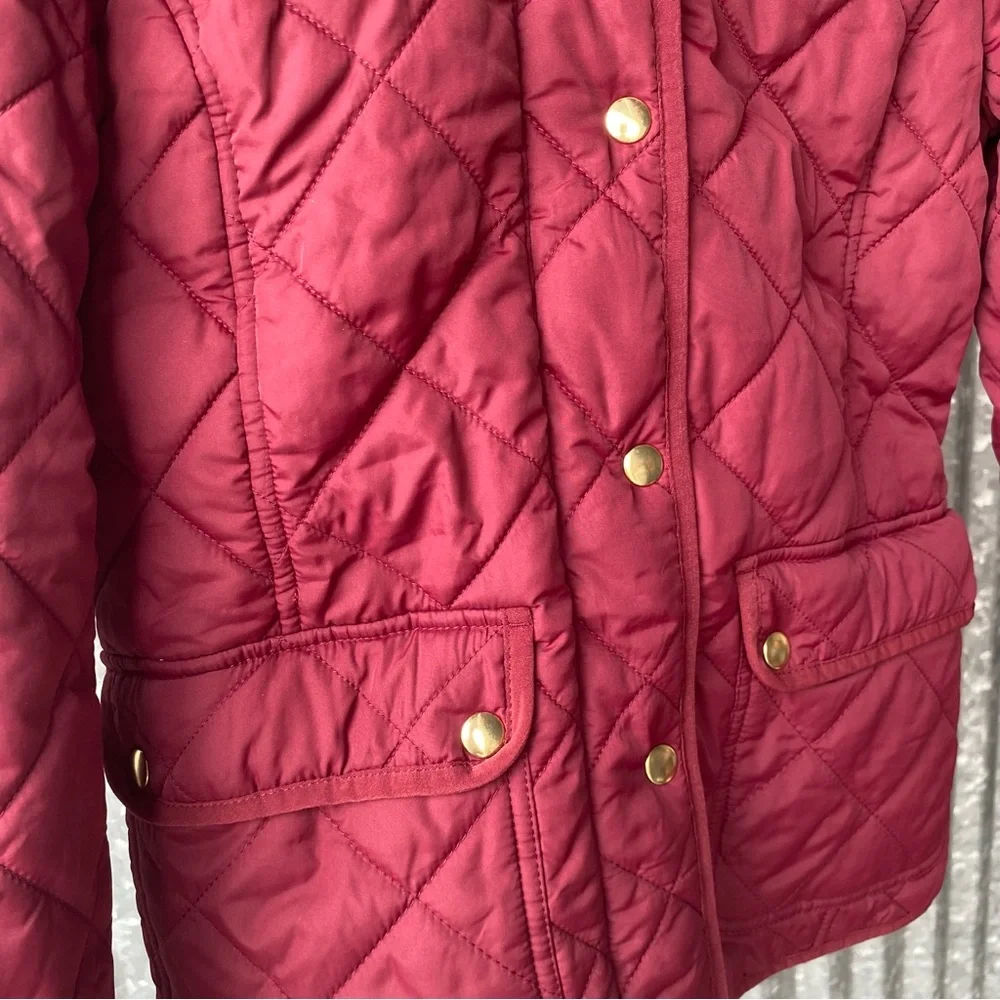 J. Crew Burgundy Red Quilted Puffer Jacket Size XXS - Picture 2 of 7